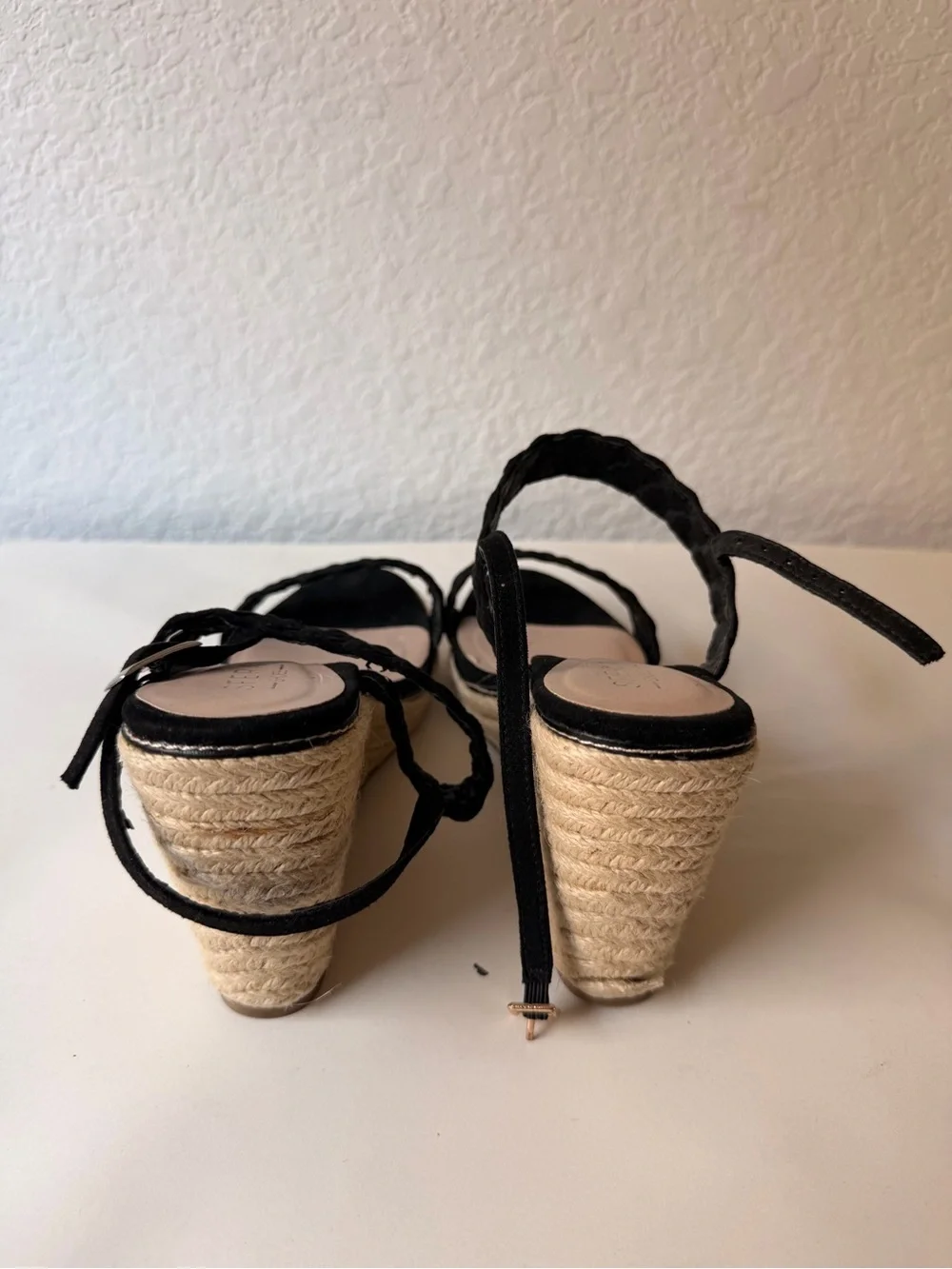 SFERA Black Braided Espadrille Wedge Sandals | Platform Summer Shoes